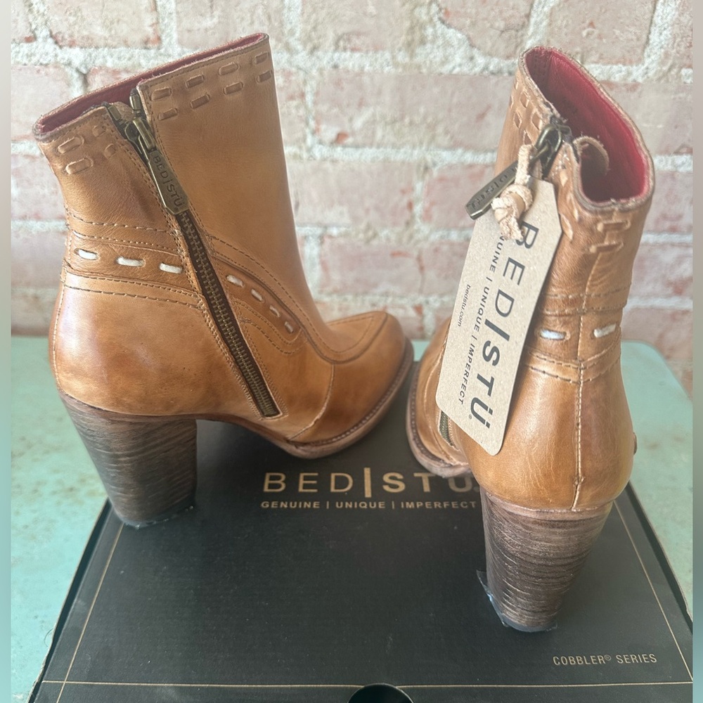 BED|STU Women's Brown Leather Heeled Boots